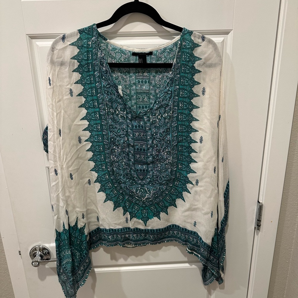 Forever 21 Boho Print, Poncho Peasant Top